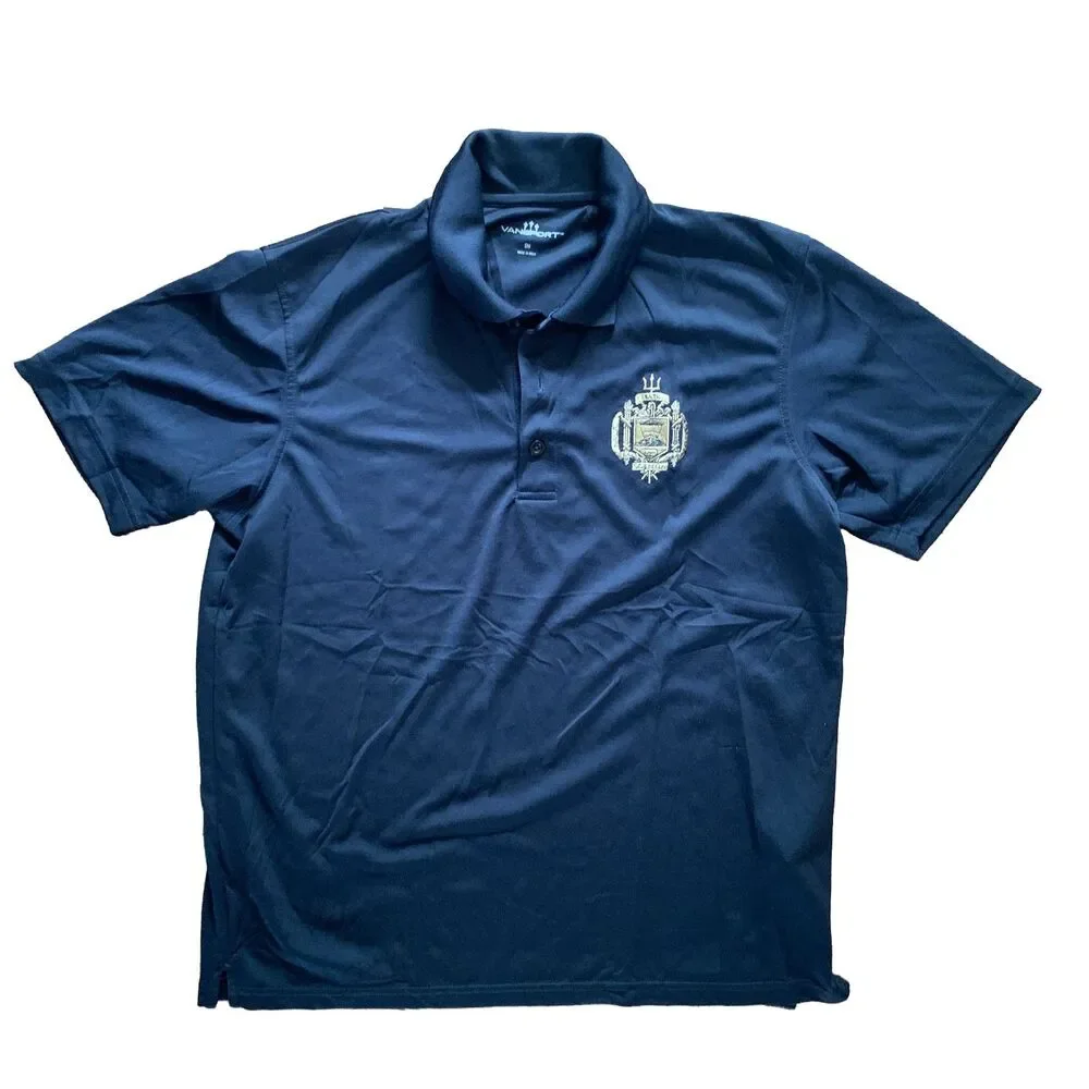 Vansport Men's US Naval Academy USNA Issue Polo Shirt Size Small Navy Blue
